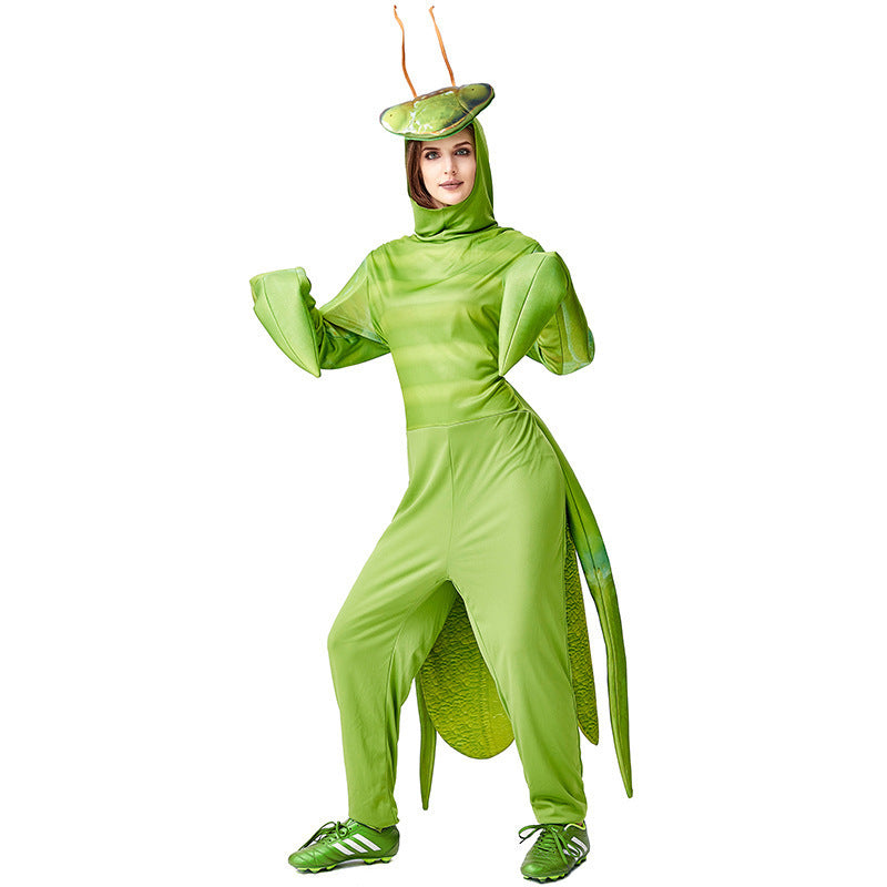 Halloween Costume Animal Print Jumpsuit for Carnival Party Performance, Unisex Mantis Print Outfit