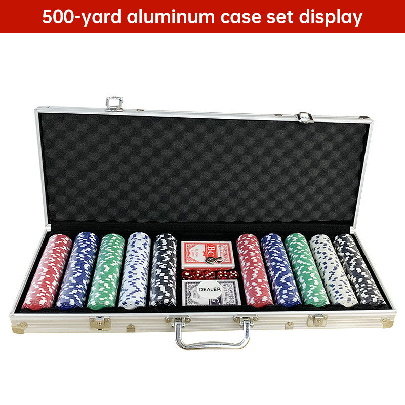500 PCS Poker Chip Set in Locking Aluminum Briefcase - Texas Hold'em Gambling Kit with Dice, Dealer Button & Cards