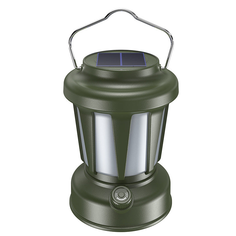 Outdoor solar rechargeable camping light, multifunctional LED strong light charging camping atmosphere tent light
