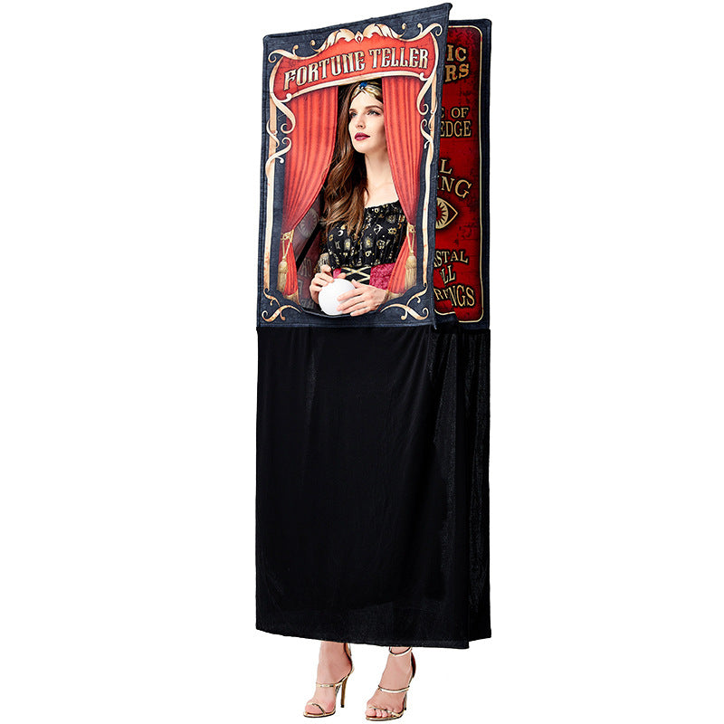 Gypsy Costume for Women, Cosplay Outfit with 3D Props, Halloween Stage Fancy Dress Costume