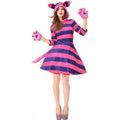 Halloween Costume Alice in Wonderland Cheshire Cat Cosplay Outfit Purple Striped Cat