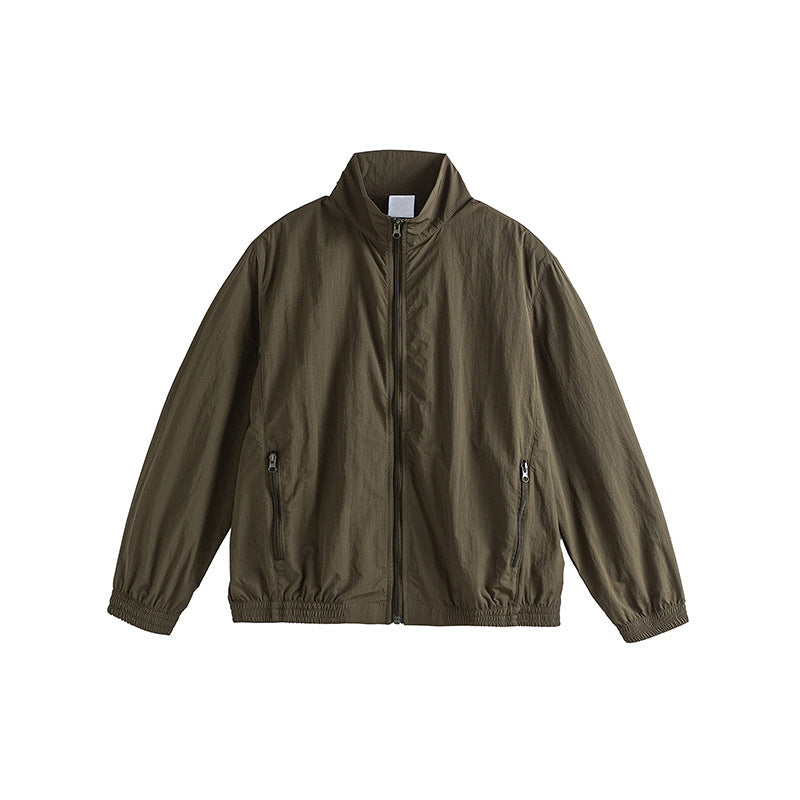 Men's Stand Collar Sunscreen Jacket Outdoor Camping Loose Leisure Sports Simple