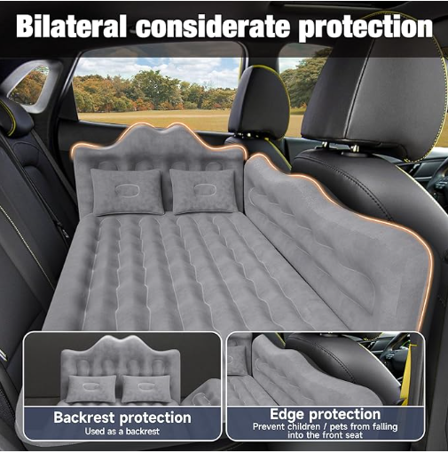 Rear seat car cushion: Inflatable off-road vehicle camping bed, suitable for trucks and vans, thick double-sided plush travel ca