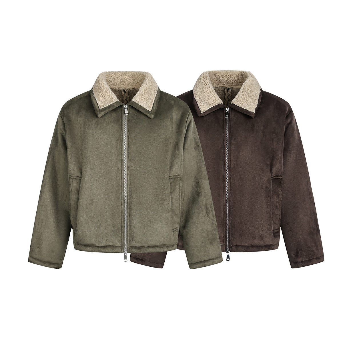 Brown lambhair coat for men