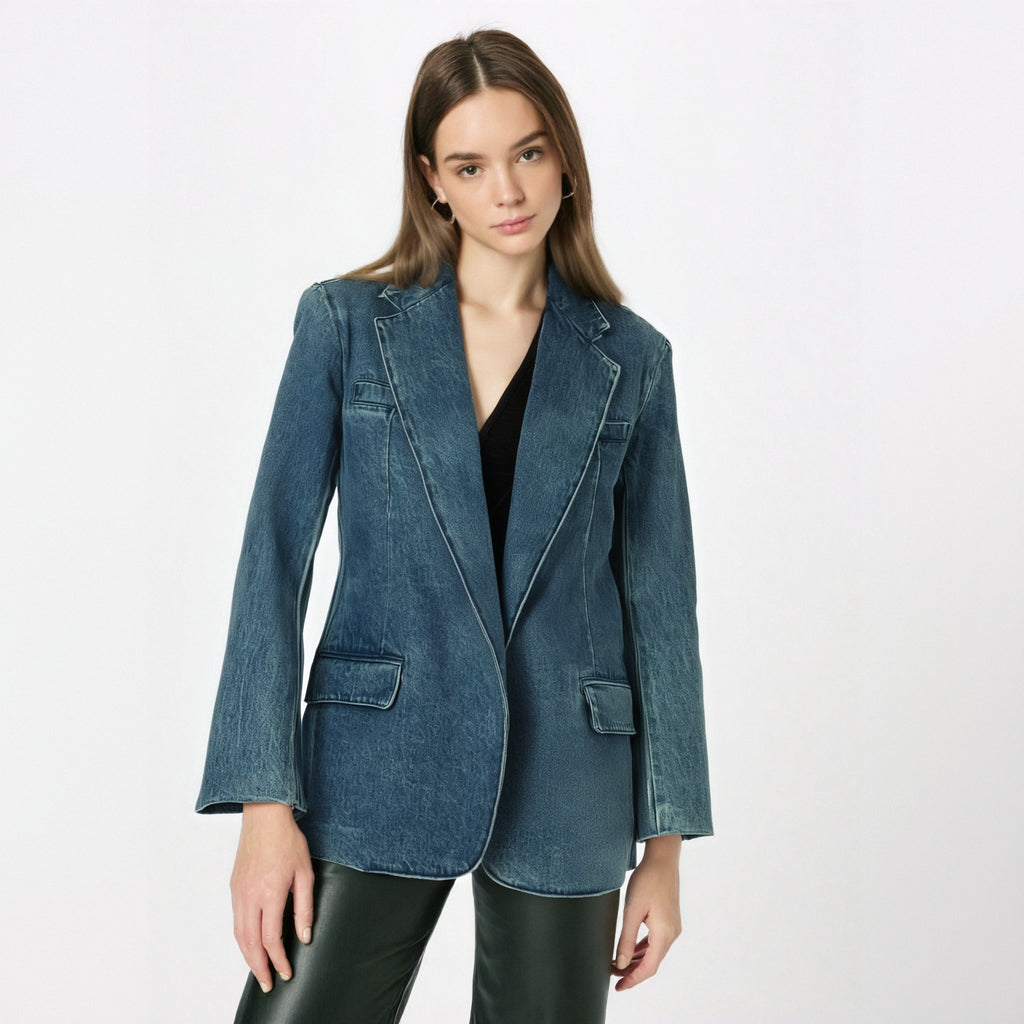 Retro denim suit jacket loose and cool girl jacket casual top women's trend