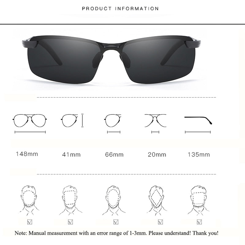 Photochromic Sunglasses Men Polarized Chameleon Discoloration Sunglasses For Men