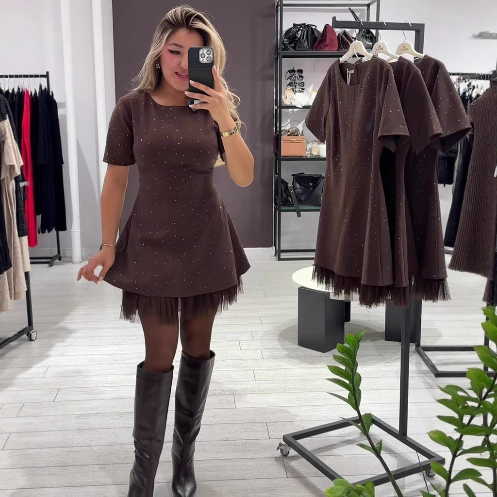 Round neck short sleeved slim fit dress