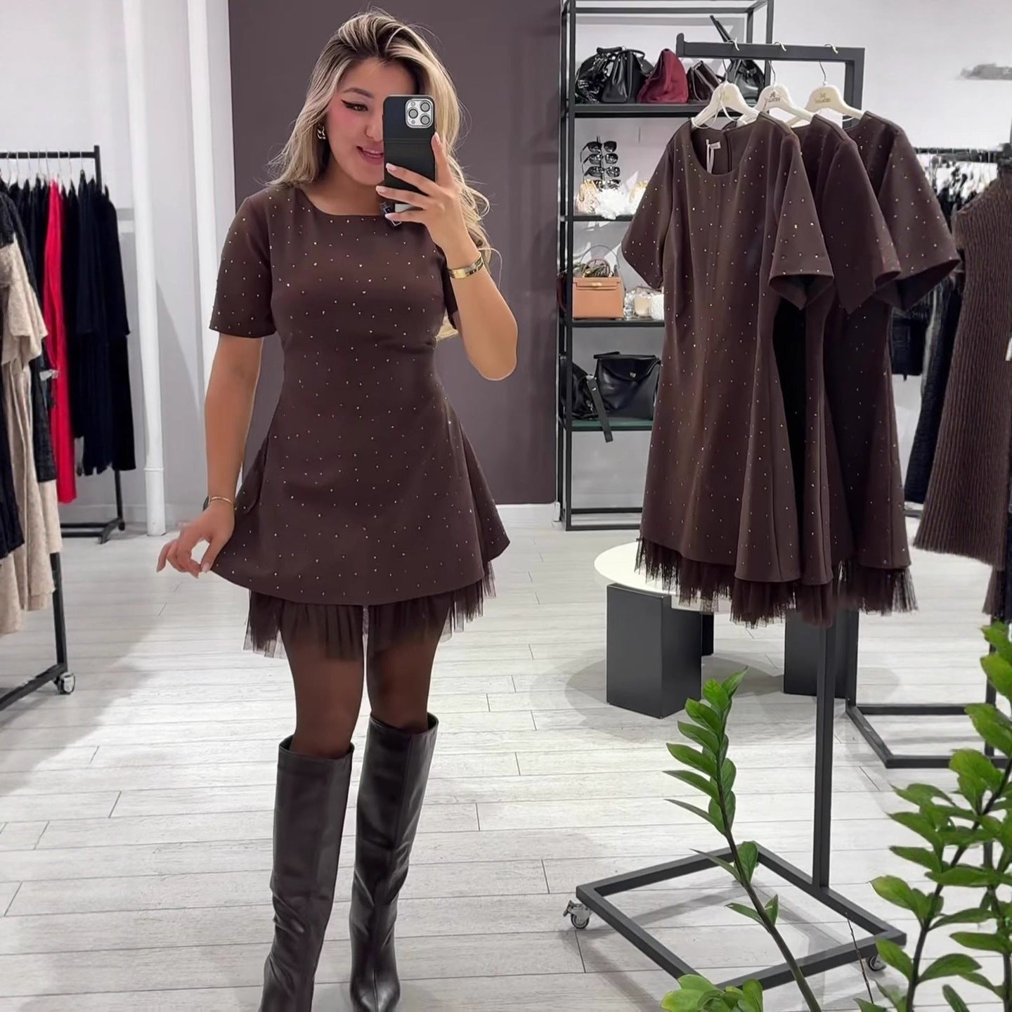 Round neck short sleeved slim fit dress