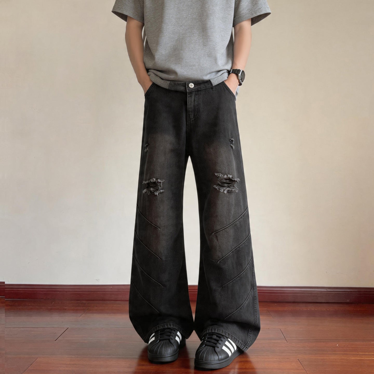Ripped Denim Pants for Men