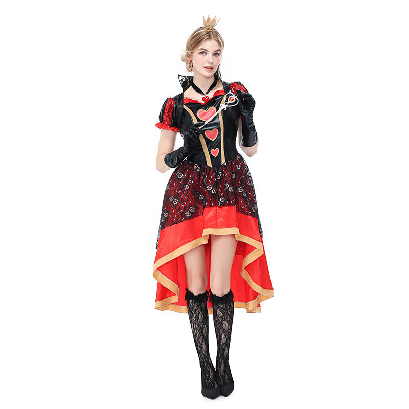 Queen of Hearts Costume Halloween Cosplay Poker Queen Tuxedo Outfit
