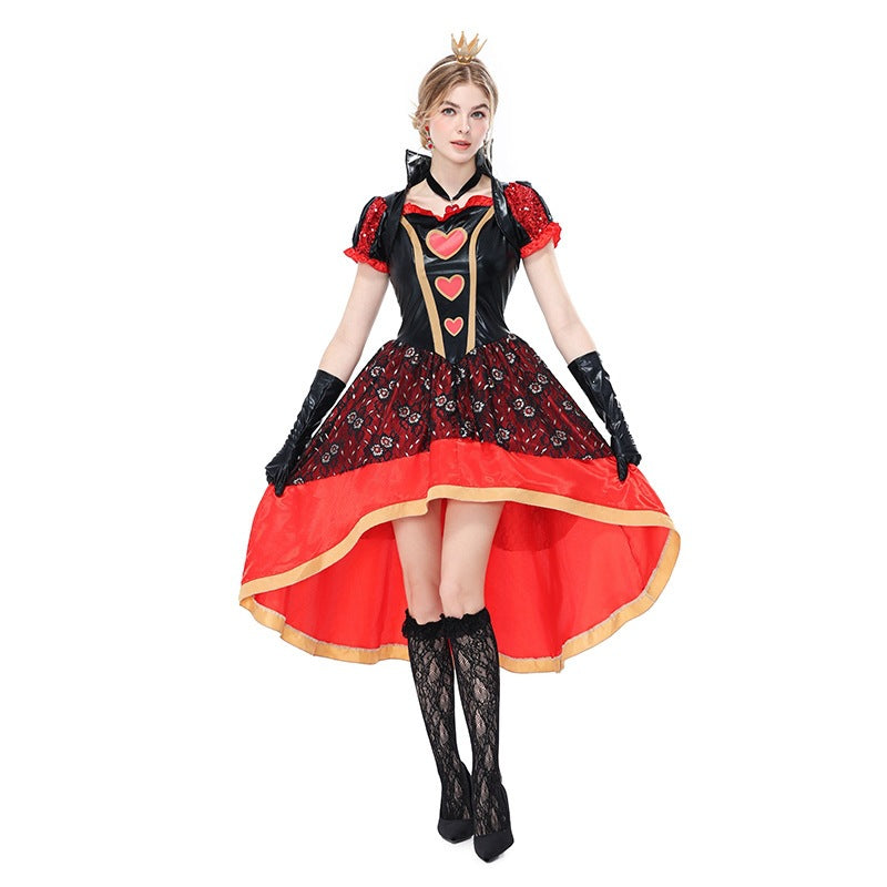 Queen of Hearts Costume Halloween Cosplay Poker Queen Tuxedo Outfit