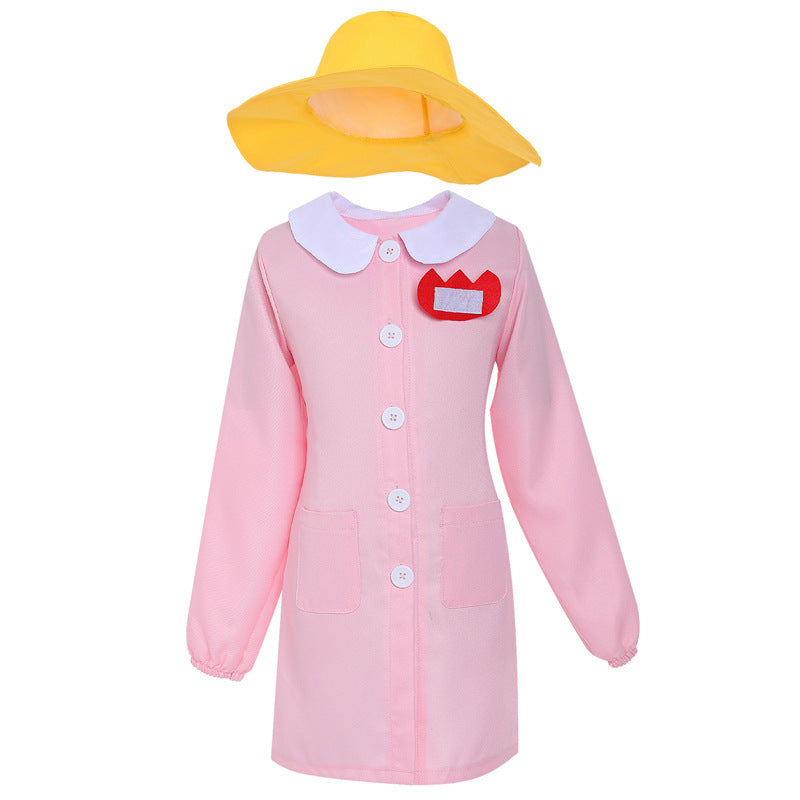 Teacher Halloween Cosplay Costume, Adult Multi-Size, Two-Tone Japanese Kindergarten Uniform, Long Sleeve