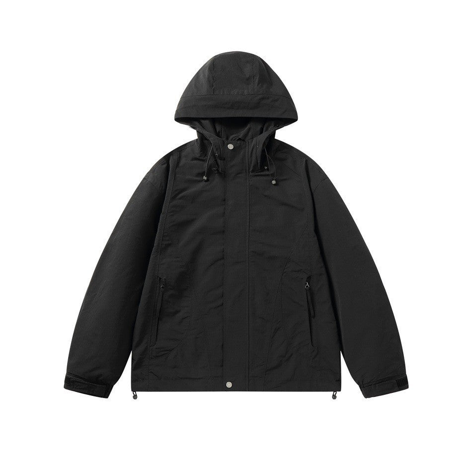 Camping Jacket Unisex Loose Hooded Windbreaker Coat