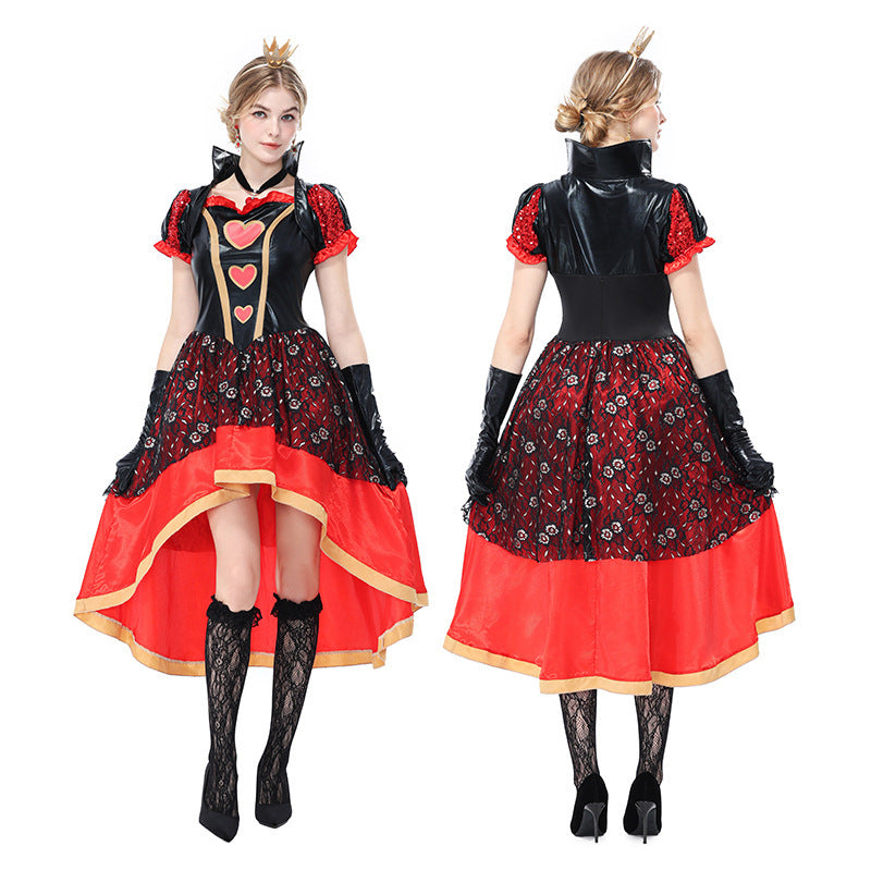 Queen of Hearts Costume Halloween Cosplay Poker Queen Tuxedo Outfit