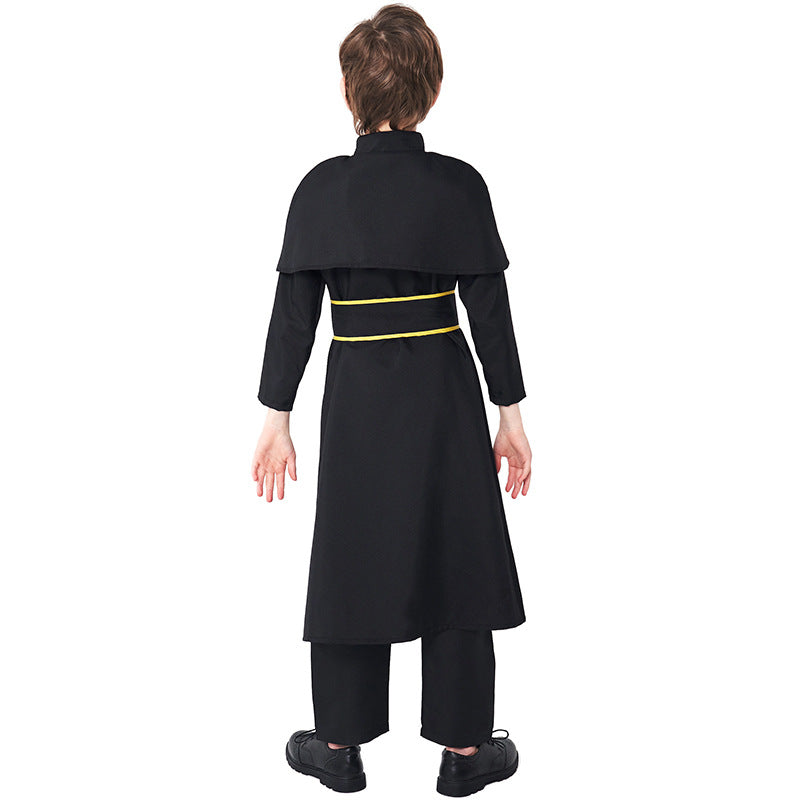 Halloween Kids' Black Robe Costume for Boys, Cosplay Stage Play Outfit