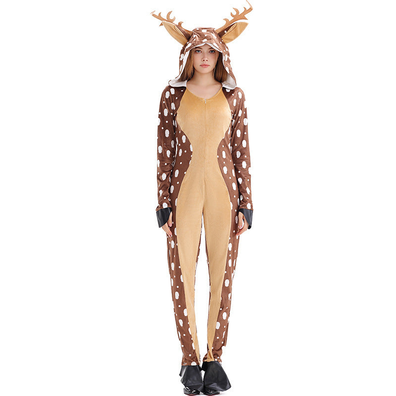 Christmas Costume Cosplay Cute Deer Animal Outfit Khaki Spotted Fawn Stage Performance Clothing