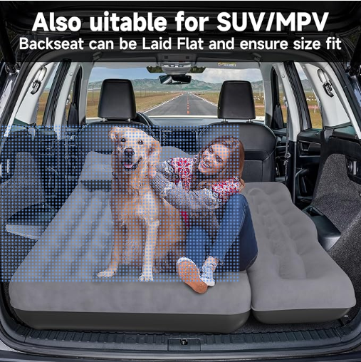 Rear seat car cushion: Inflatable off-road vehicle camping bed, suitable for trucks and vans, thick double-sided plush travel ca