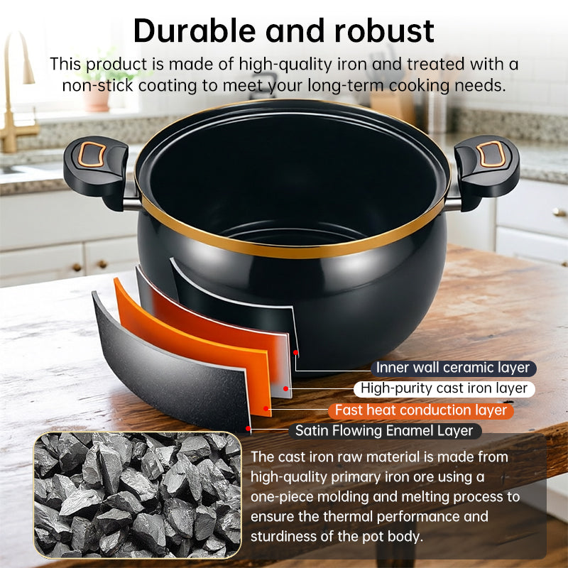 Modern 7L Micro-Pressure Soup Pot - 27cm Non-Stick Stewing Casserole, Includes Spoon, Safe for Induction & Gas Cooking