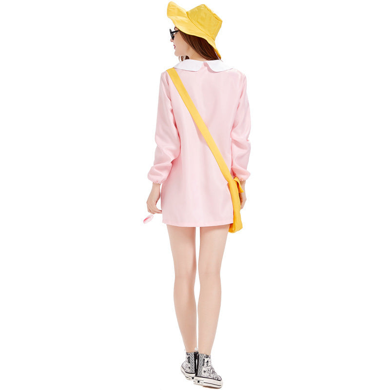 Teacher Halloween Cosplay Costume, Adult Multi-Size, Two-Tone Japanese Kindergarten Uniform, Long Sleeve