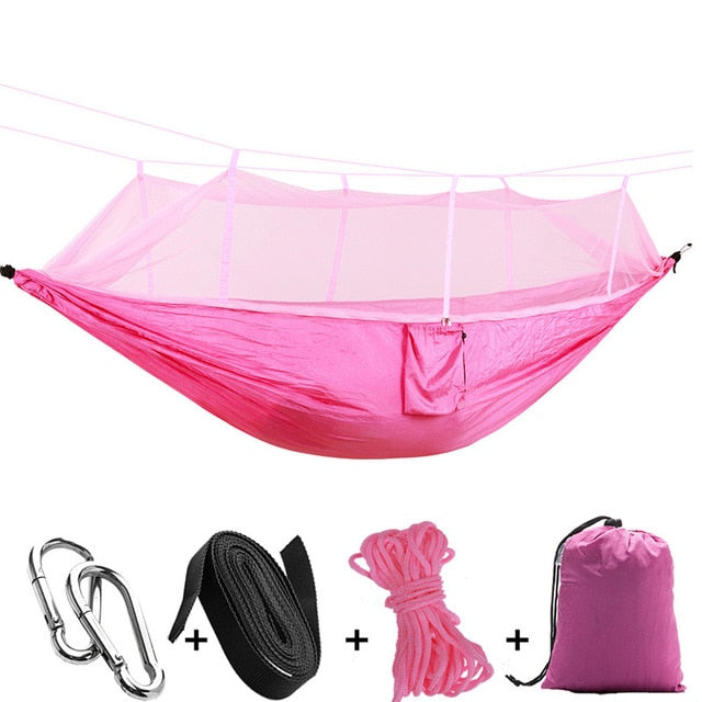 1 2 Person Outdoor Mosquito Net Parachute Hammock Camping Hanging Sleeping Bed Swing Portable  Double  Chair Hamac Army Green