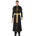 Men's Vintage Black Robe Performance Costume Stage Drama Outfit, Halloween Party Costume, Masquerade Ball Cosplay Clothing