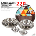 New Portable Dinner Plate 22-Piece Set Outdoor Camping Tableware Self-Driving Tour Barbecue Plate Household Soup Pot Bowl Plate Set
