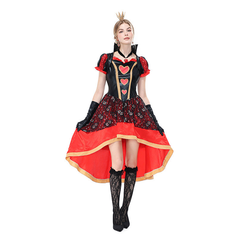 Queen of Hearts Costume Halloween Cosplay Poker Queen Tuxedo Outfit