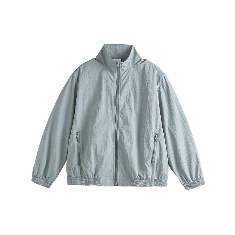 Men's Stand Collar Sunscreen Jacket Outdoor Camping Loose Leisure Sports Simple