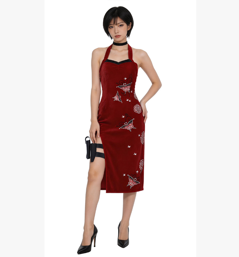 Biohazard Ada Wong Cosplay Dress Red Dress Ada Wong Cosplay Qipao Halloween Costume