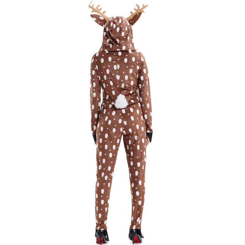 Christmas Costume Cosplay Cute Deer Animal Outfit Khaki Spotted Fawn Stage Performance Clothing