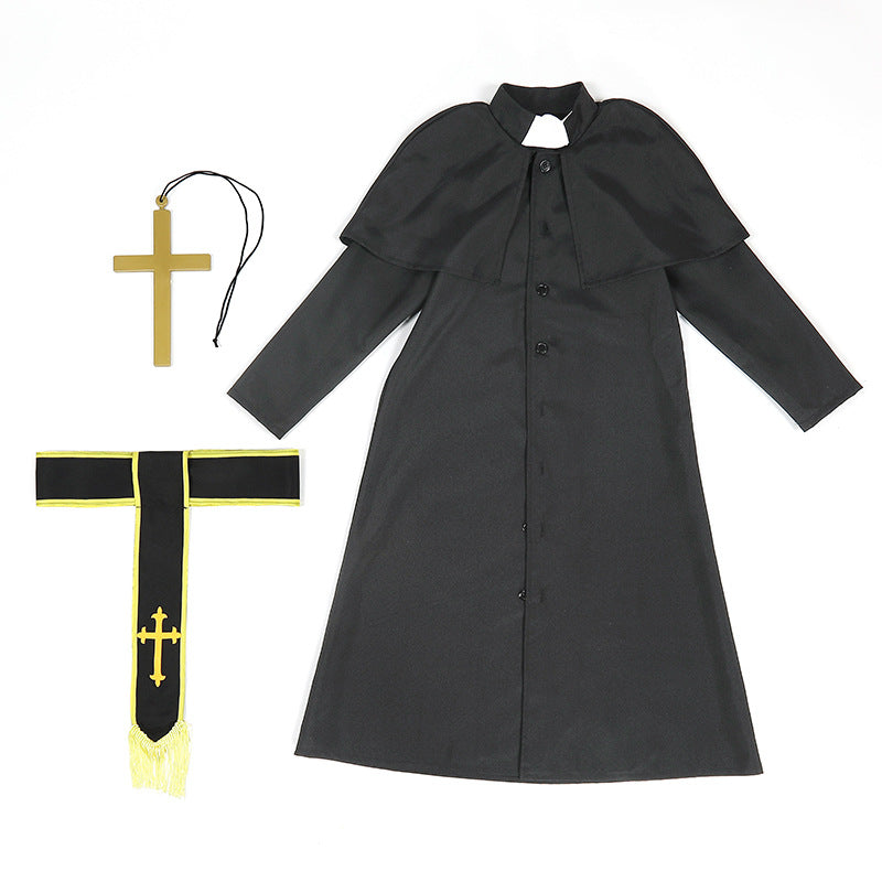 Halloween Kids' Black Robe Costume for Boys, Cosplay Stage Play Outfit